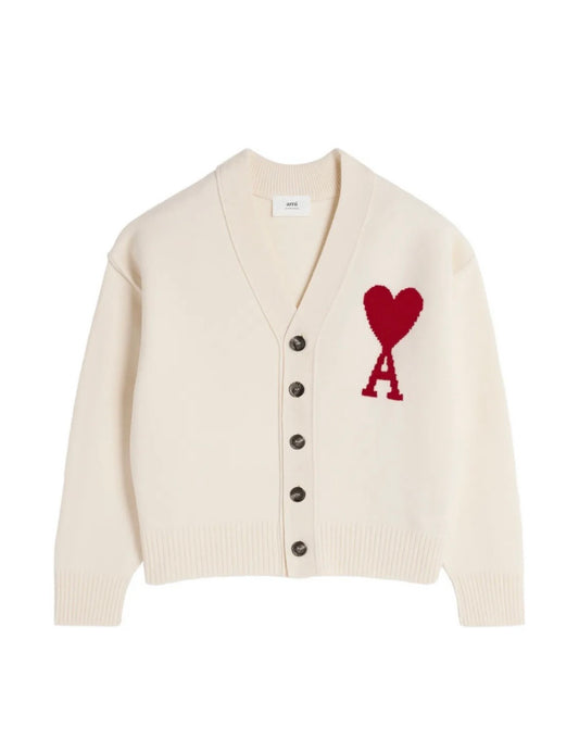 Ami De Coeur-intarsia button cardigan