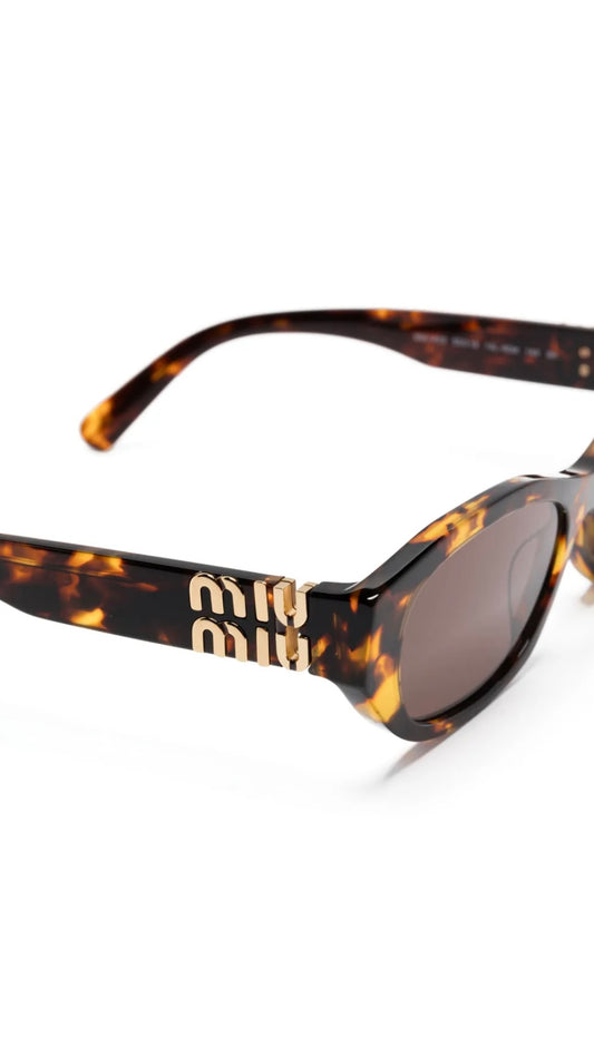 Miu Miu Tortoiseshell Oval Sunglasses